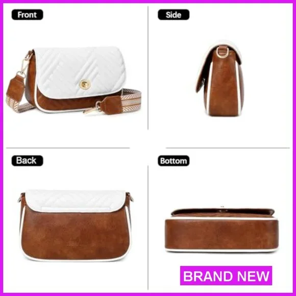 Quilted Vegan Leather Crossbody Purse Designer Shoulder Bag Small Chic - Picture 5 of 7